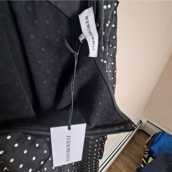 NEW Weworewhat ASYMMETRICAL DRESS WITH CRYSTAL STONES Size 2 - Picture 8 of 10